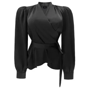 Liberte Essentiel Kiki Wrap Blouse Sort