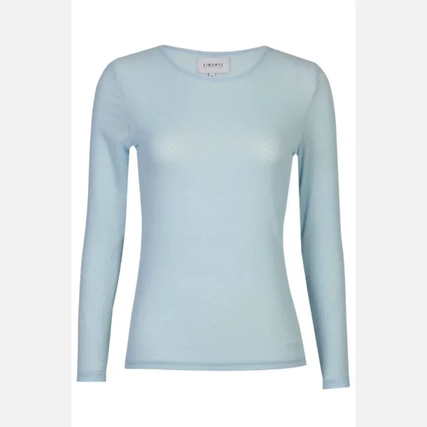 Liberte Essentiel Mesh LS Tshirt Light Blue Small Flock Dot