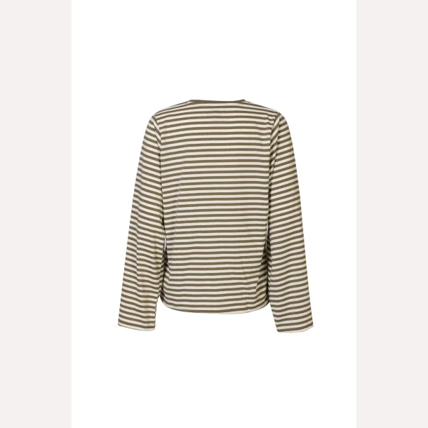 Liberte Essentiel Nalia LS Boxy Tshirt Brown Creme Stripe 
