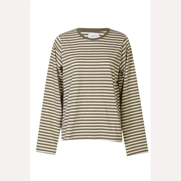 Liberte Essentiel Nalia LS Boxy Tshirt Brown Creme Stripe 
