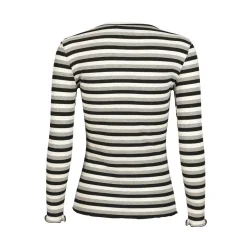 Liberte Essentiel Natalia LS Round Neck Blouse Navy Grey Mel. Stripe