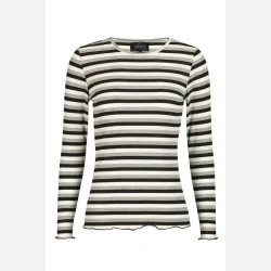 Liberte Essentiel Natalia LS Round Neck Blouse Navy Grey Mel. Stripe