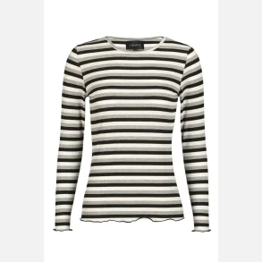 Liberte Essentiel Natalia LS Round Neck Blouse Navy Grey Mel. Stripe