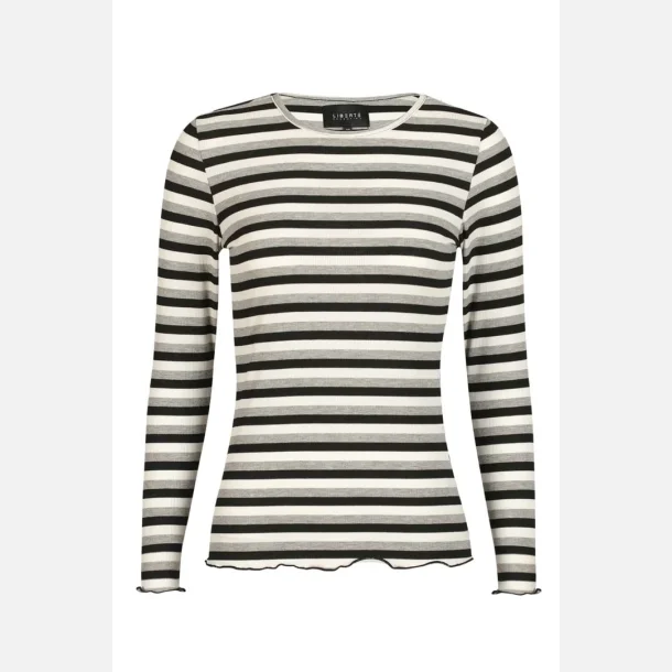 Liberte Essentiel Natalia LS Round Neck Blouse Navy Grey Mel. Stripe