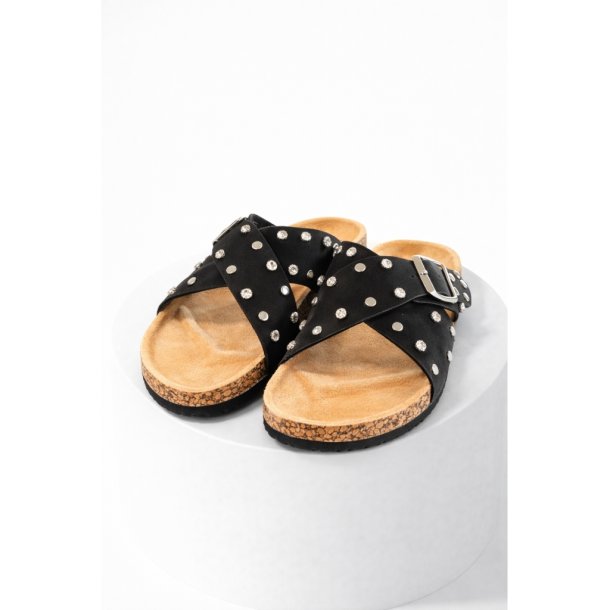 Vibe sandal med sten sort