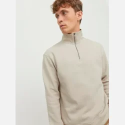 Jack &amp; Jones Bradley sweat half zip moonbeam