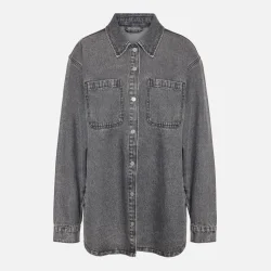 Noisy May Alva L/S Denim Shacket Medium Grey Denim