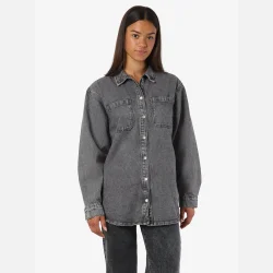 Noisy May Alva L/S Denim Shacket Medium Grey Denim