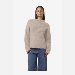 Noisy May Nyla Loose High Neck Knit Humus Melange