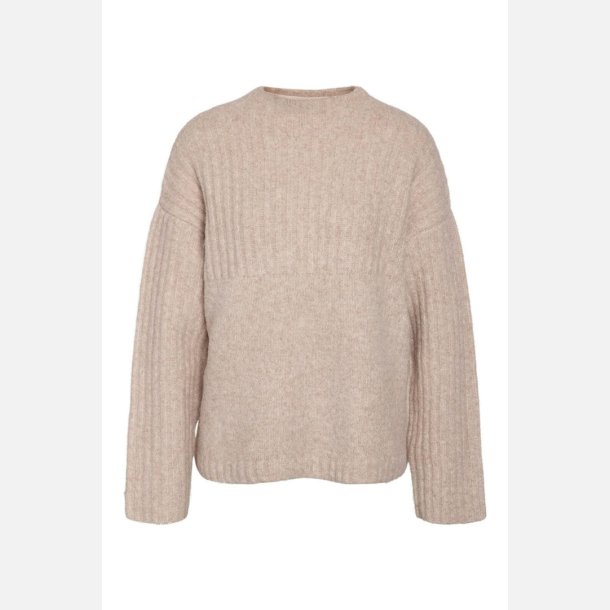 Noisy May Nyla Loose High Neck Knit Humus Melange