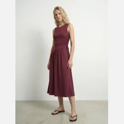 HYPEDROP Danja Midi SL Gatherede Dress Rhododendron