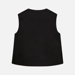 Freequent Maeve Waistcoat Woven Tie Detail Black