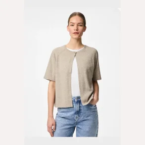 Pieces Bree SS O-Neck Knit Cardigan Crockery Melange 