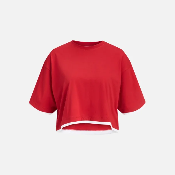 JJXX Andrea SS Cropped Contrast Tee R�d