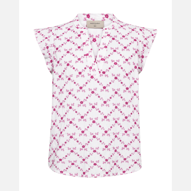 Freequent Alisa Blouse Broderie Anglaise White/Purple