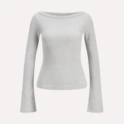JJXX Fifi Boatneck LS Wide Top Light Grey Melange