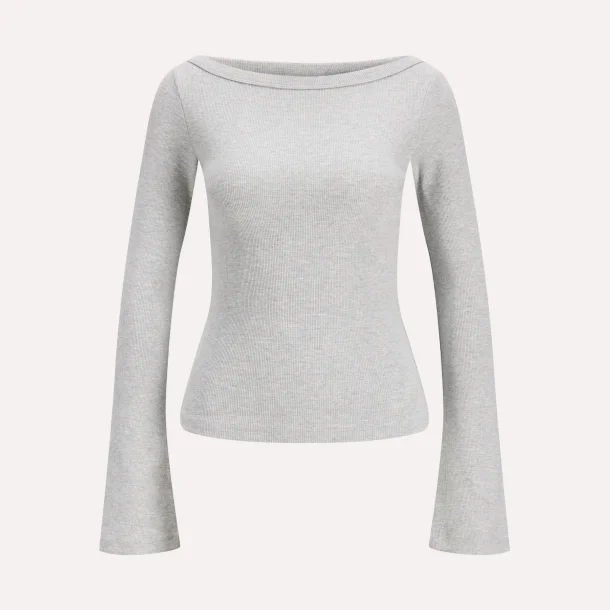 JJXX Fifi Boatneck LS Wide Top Light Grey Melange