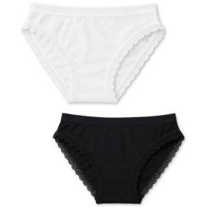 Vanting Seamless Lace Bikini Brief Sort eller Hvid