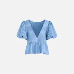 HYPEDROP Pavlova Volume Sleeve Top Blue