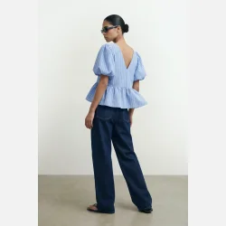 HYPEDROP Pavlova Volume Sleeve Top Blue