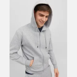 Jack &amp; Jones Bradley sweat zip hoodie light grey melange
